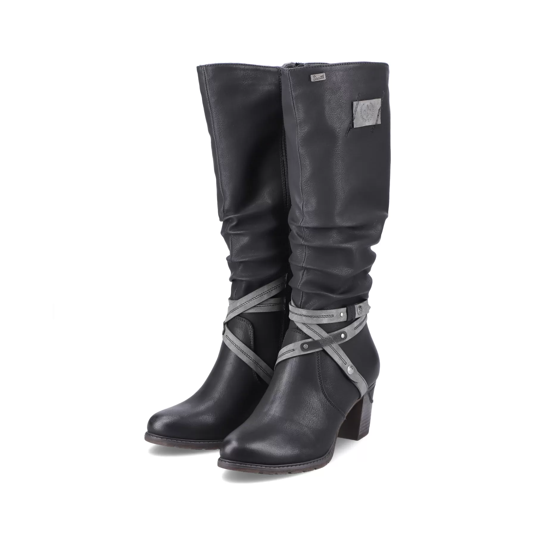 Discount Damskie Buty Z Wysoka Cholewka W Kolorze Glebokiej Czerni Damski Botki I Botki