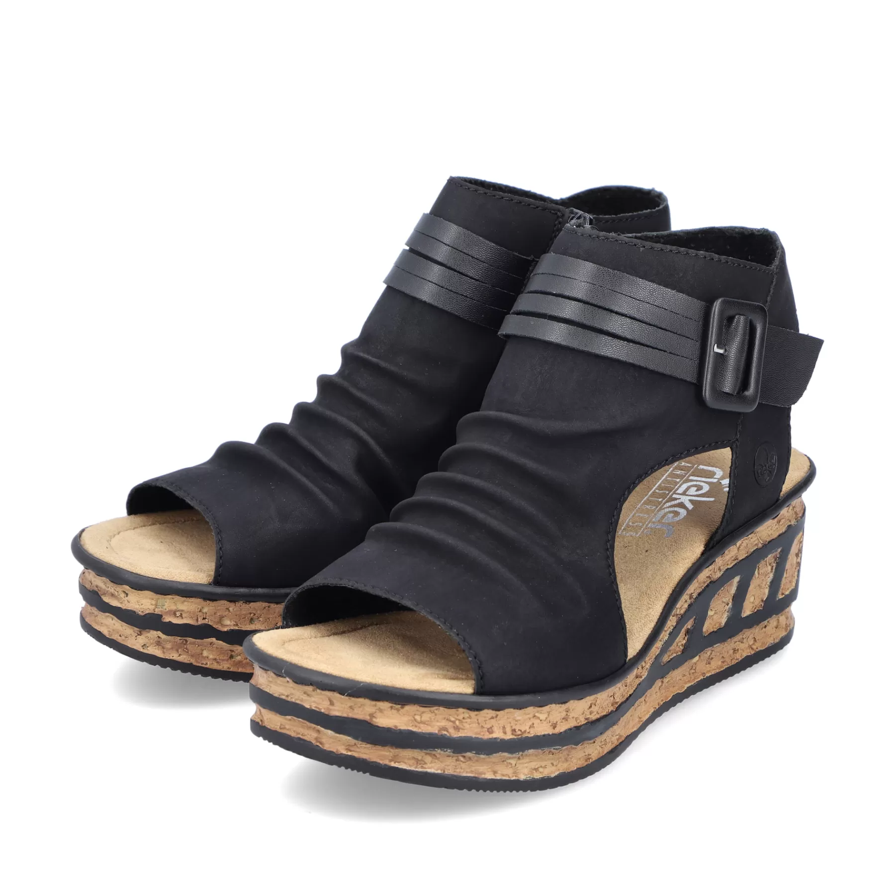 Clearance Damskie Sandaly Na Koturnie , Czarne Damski Buty Z Obcasami