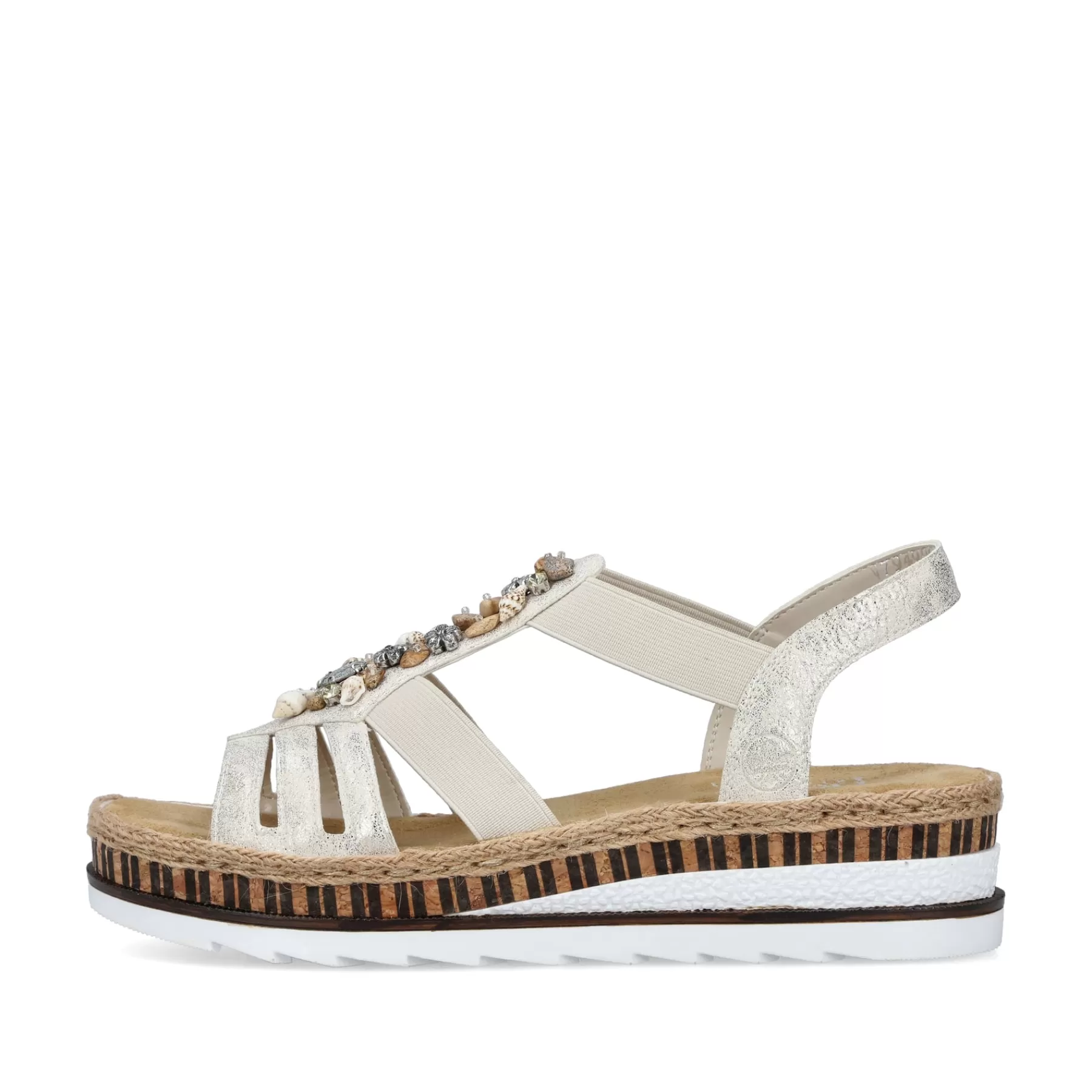 Cheap Damskie Sandaly Na Koturnie W Kolorze Bezowo-Metalicznym Damski Buty Z Obcasami