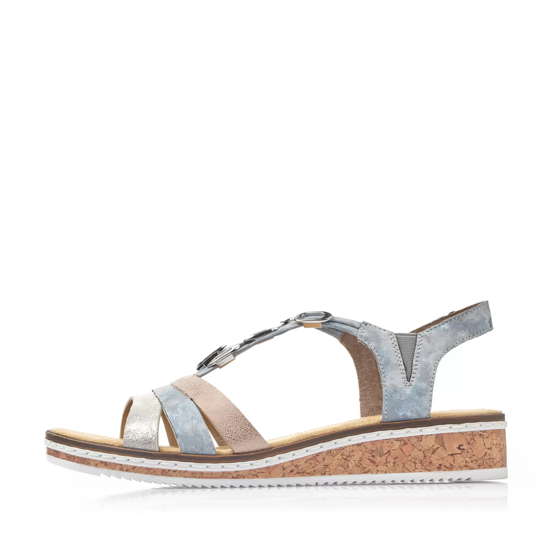 Flash Sale Damskie Sandaly Na Koturnie W Kolorze Blekitno-Jasnobezowym Damski Buty Z Obcasami