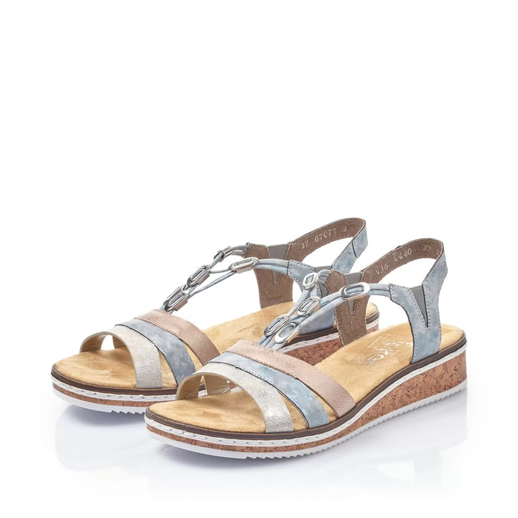 Flash Sale Damskie Sandaly Na Koturnie W Kolorze Blekitno-Jasnobezowym Damski Buty Z Obcasami