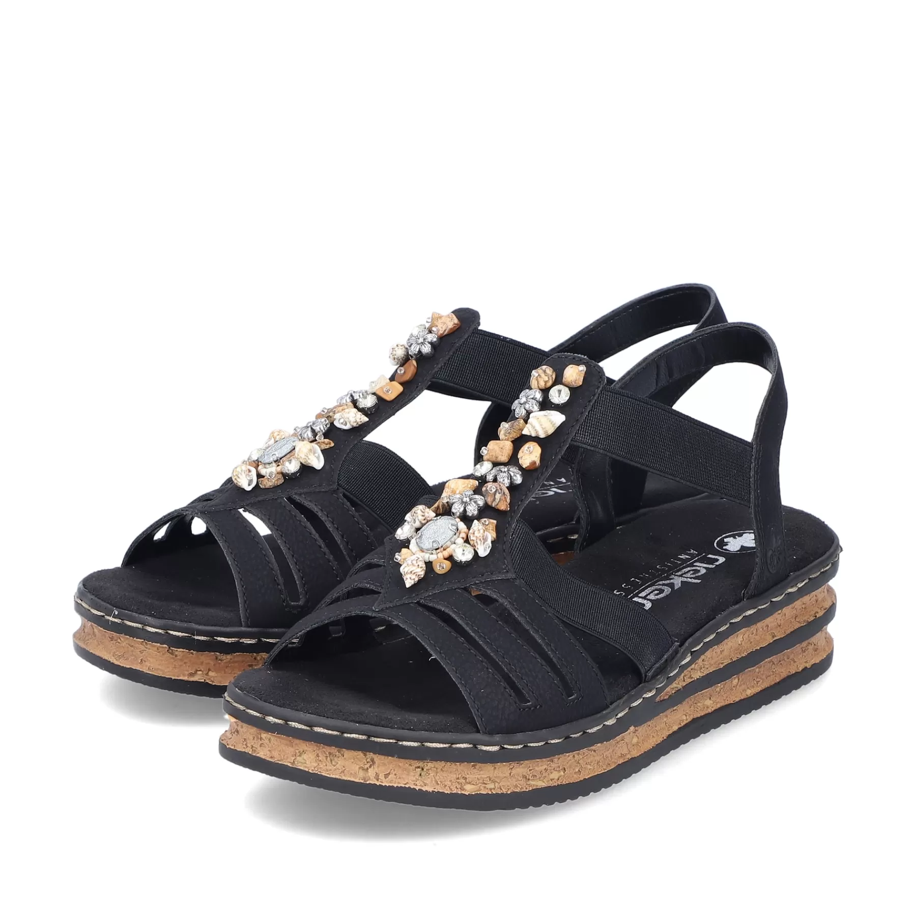 Shop Damskie Sandaly Na Koturnie W Kolorze Ciemnej Czerni Damski Buty Z Obcasami