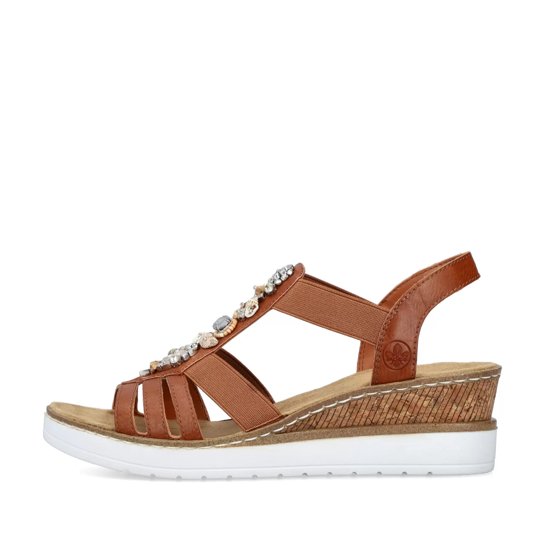 Clearance Damskie Sandaly Na Koturnie W Kolorze Karmelowo-Brazowo-Bialym Damski Buty Z Obcasami