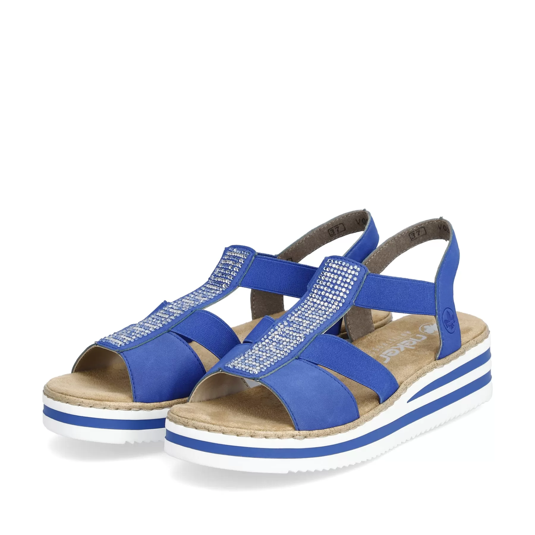 Outlet Damskie Sandaly Na Koturnie W Kolorze Krolewskiego Blekitu Meskie Buty Na Lato