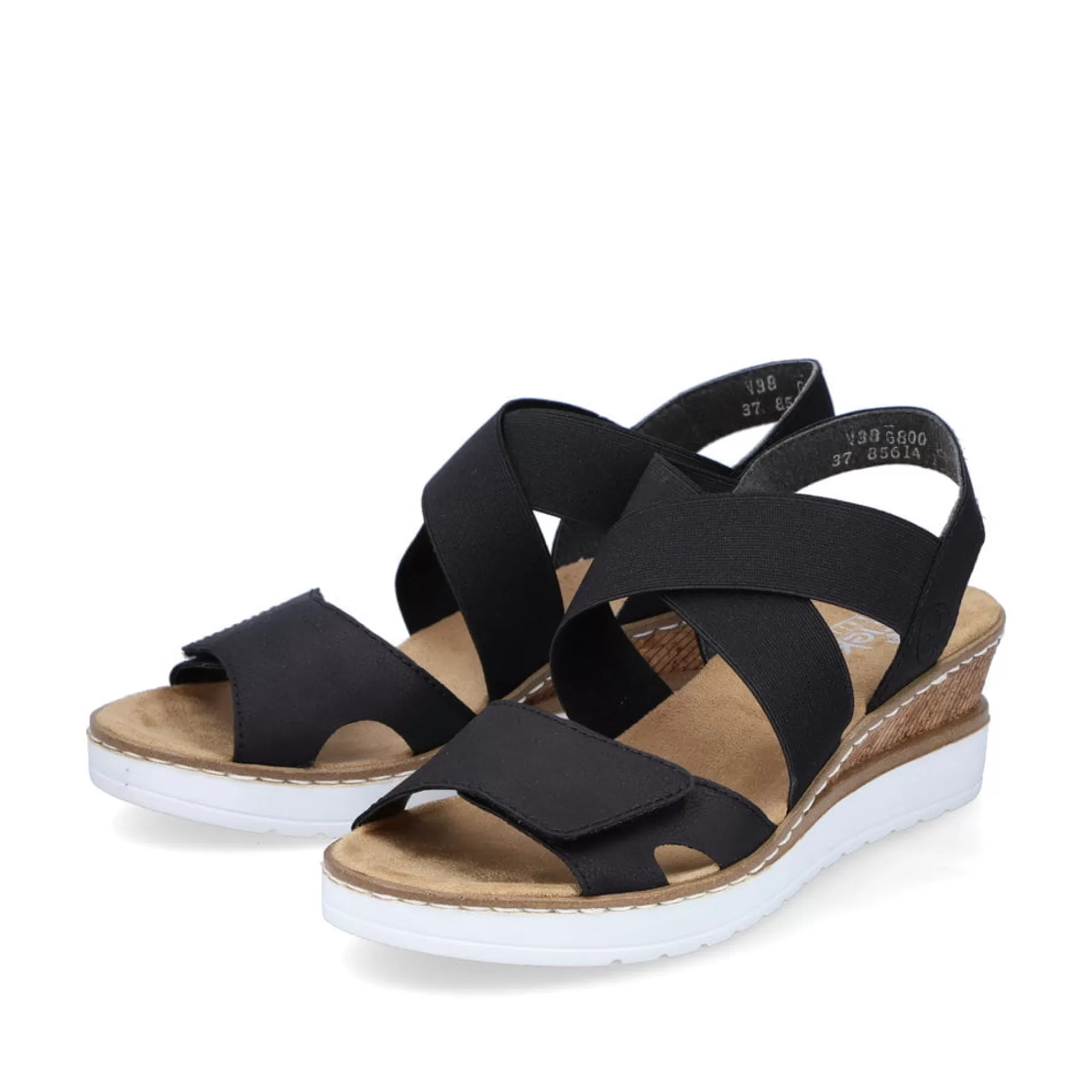 Store Damskie Sandaly Na Koturnie W Kolorze Kruczoczarnym Damski Buty Z Obcasami