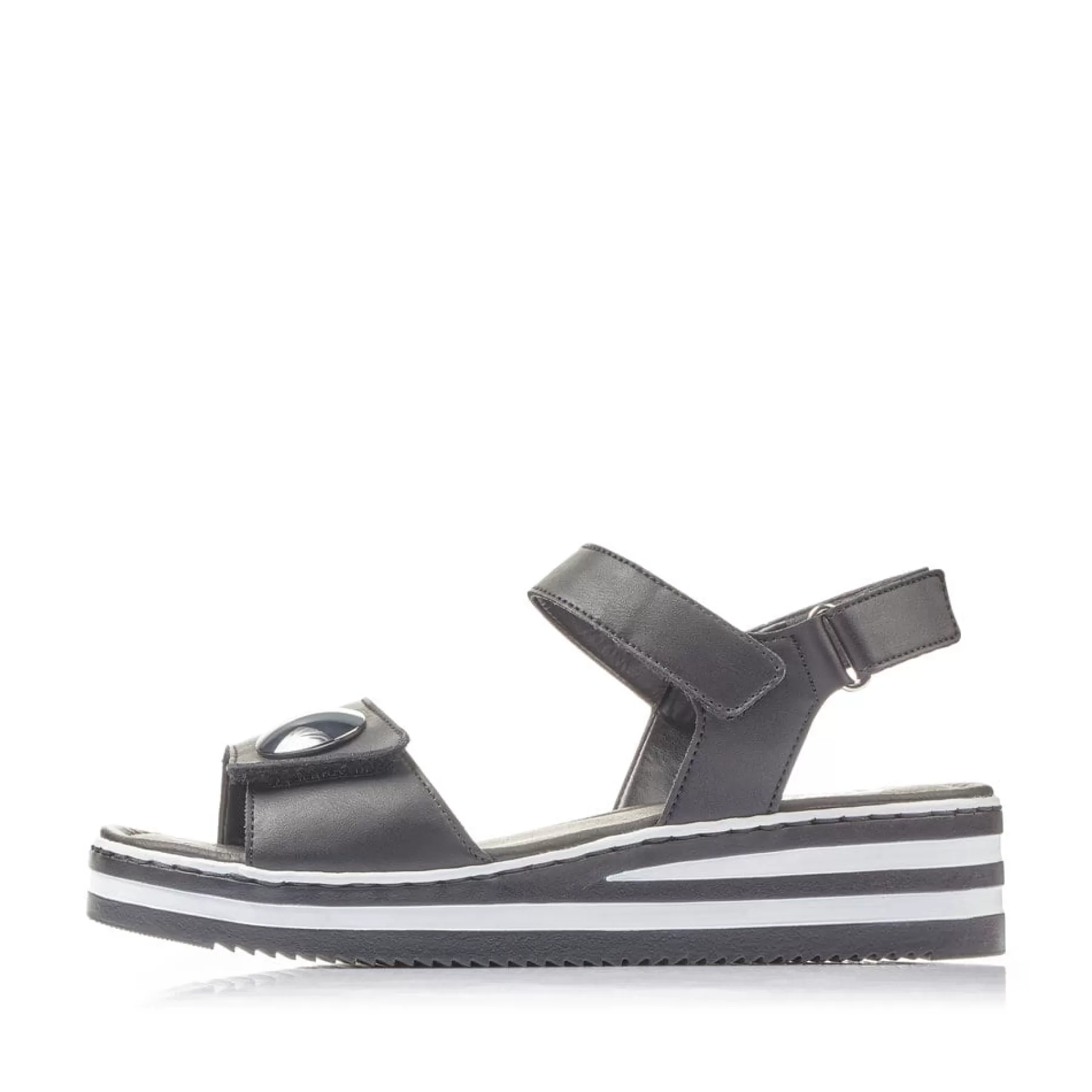 Fashion Damskie Sandaly Na Koturnie W Kolorze Kruczoczarnym Damski Buty Z Obcasami