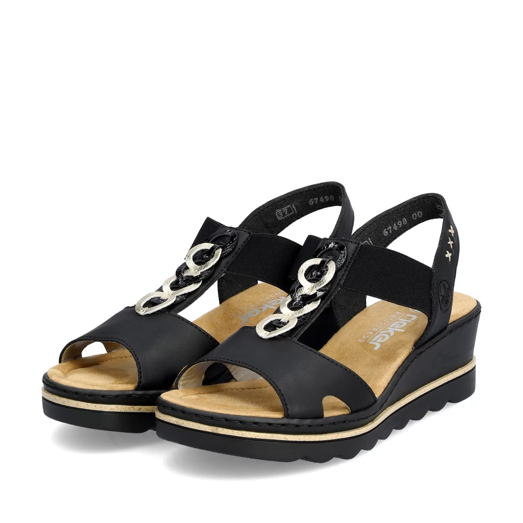 New Damskie Sandaly Na Koturnie W Kolorze Kruczoczarnym Damski Buty Z Obcasami