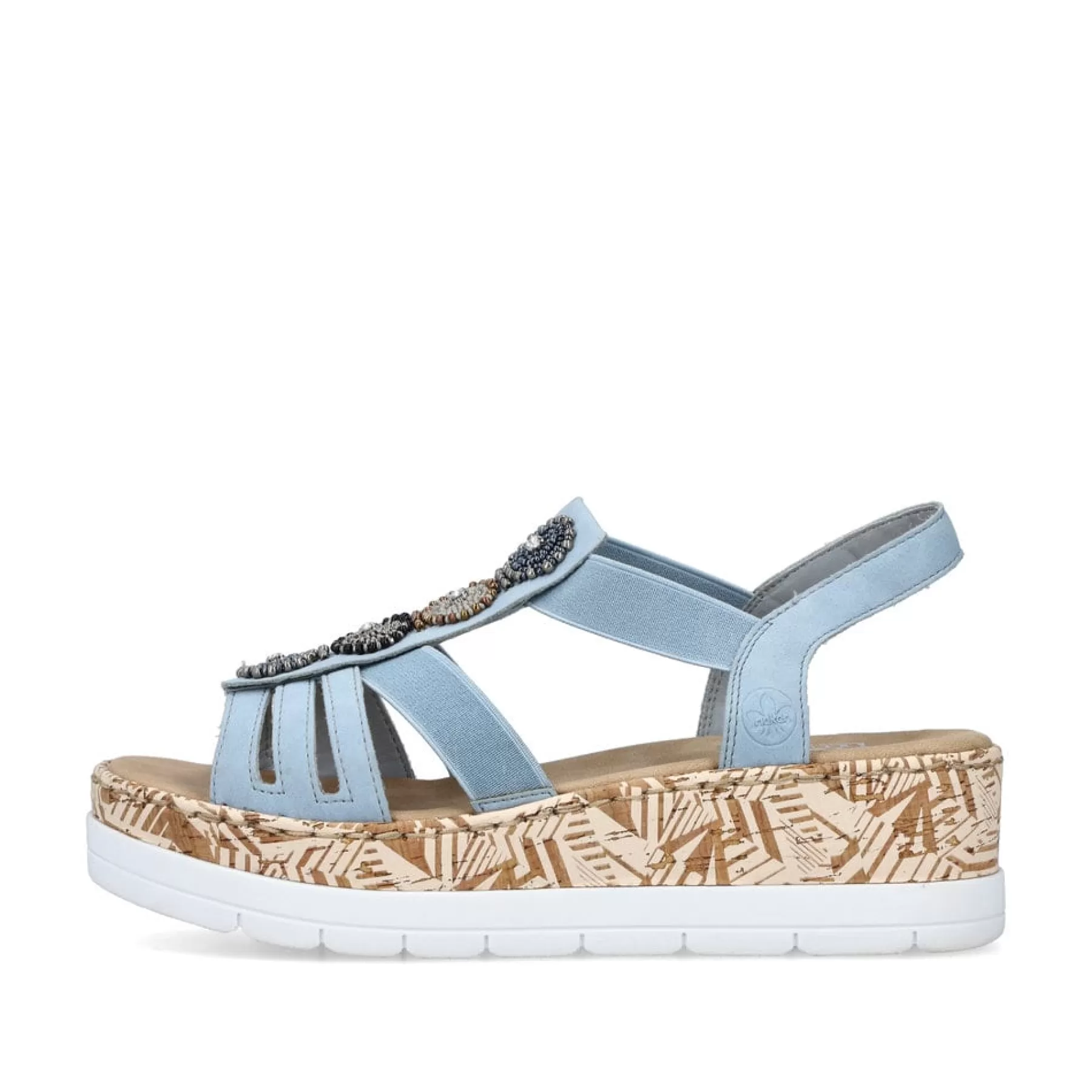 Shop Damskie Sandaly Na Koturnie W Kolorze Niebiesko-Bezowym Damski Buty Z Obcasami