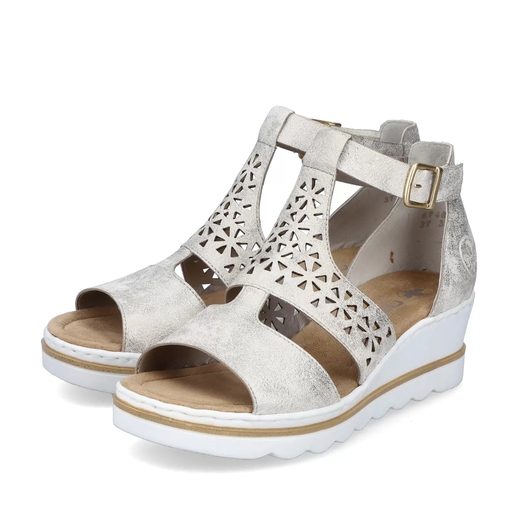 Clearance Damskie Sandaly Na Koturnie W Kolorze Srebrno-Platyno-Metalicznym Damski Buty Z Obcasami