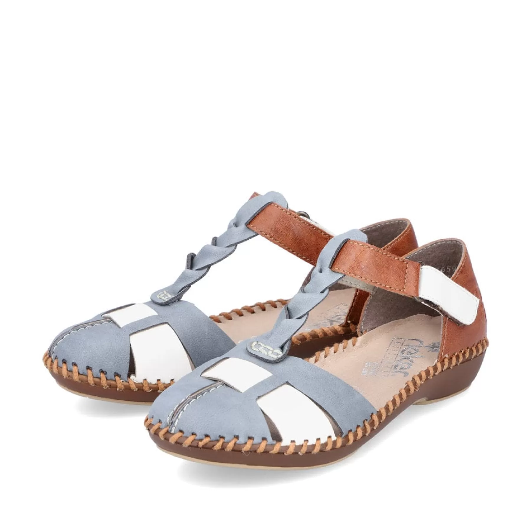 Discount Damskie Sandaly Z Paskami W Kolorze Blekitno-Orzechowym Damski Sandaly I Sandaly