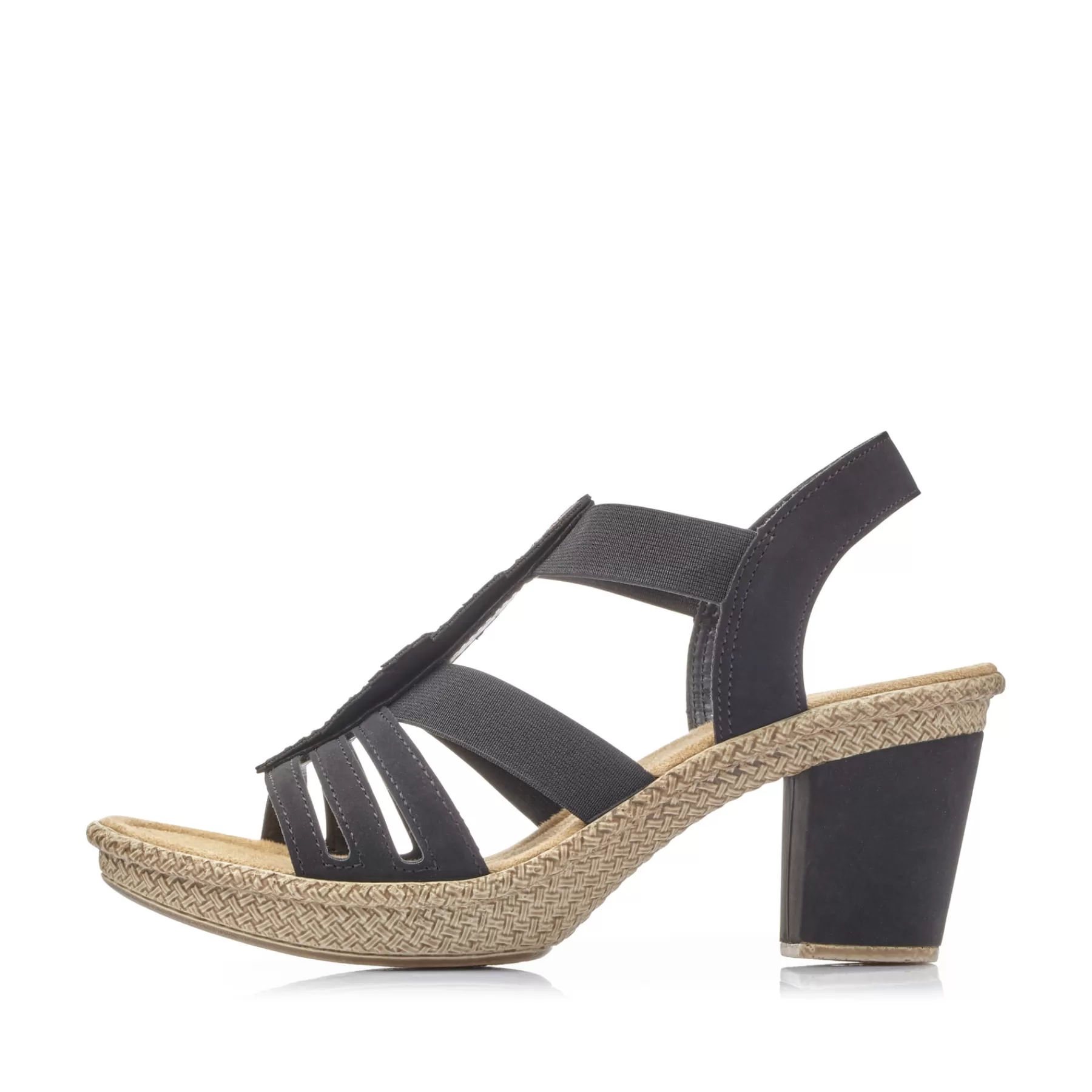 Sale Damskie Sandaly Z Paskami W Kolorze Kruczoczarnym Damski Buty Z Obcasami
