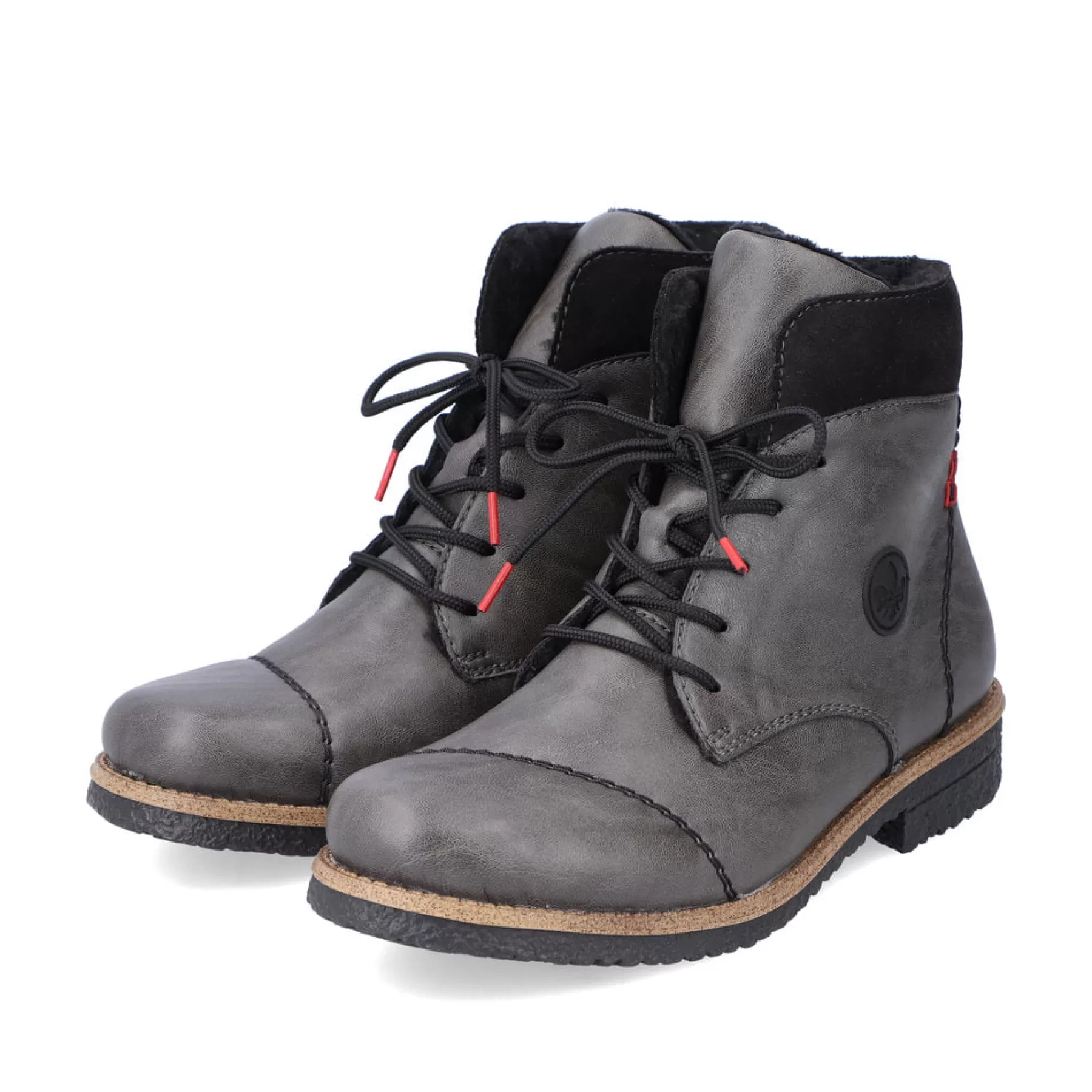 Store Damskie Sznurowane Buty W Kolorze Platynowo-Szarym Damski Botki I Botki