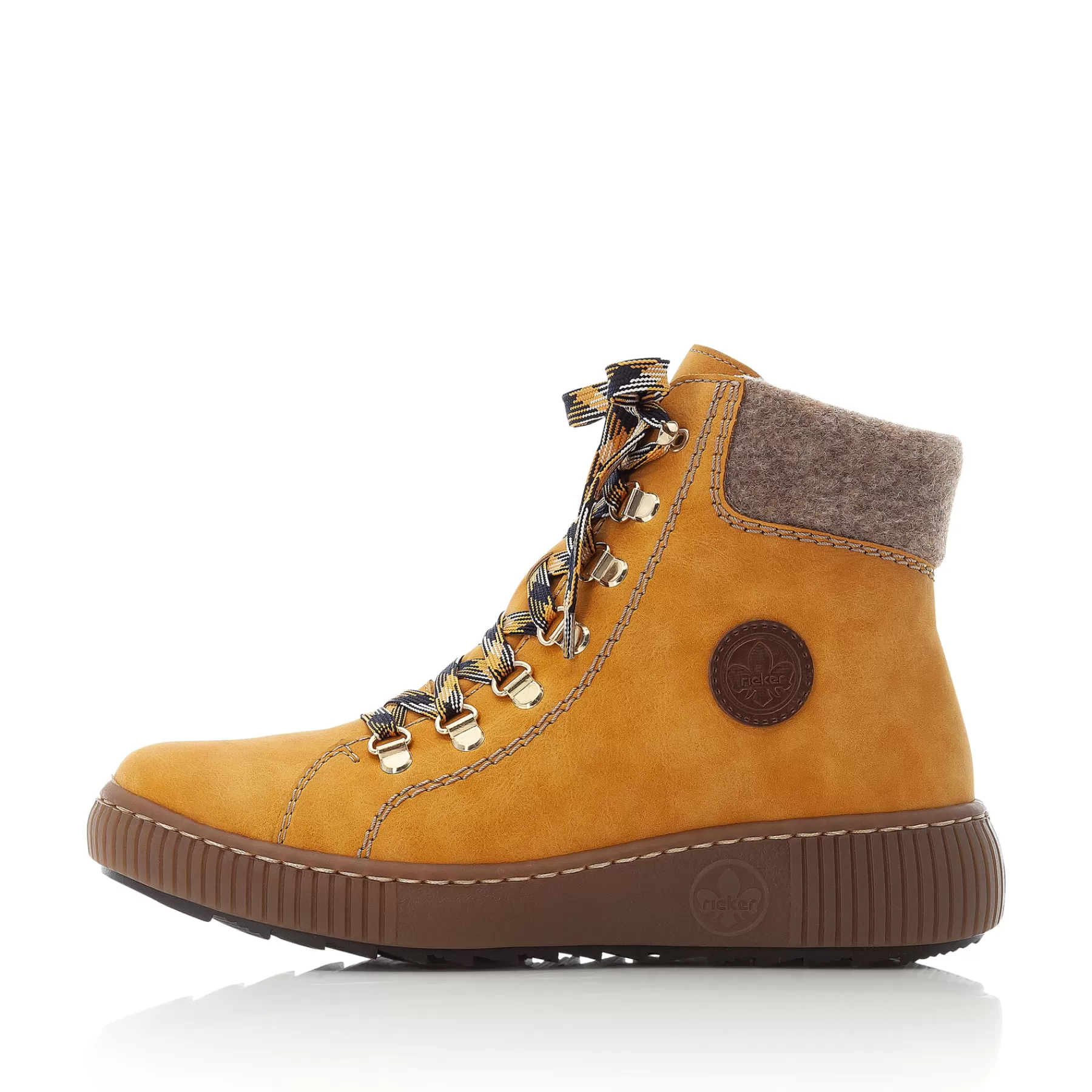 Clearance Damskie Sznurowane Buty W Kolorze Slonecznikowo-Zoltym Damski Botki I Botki