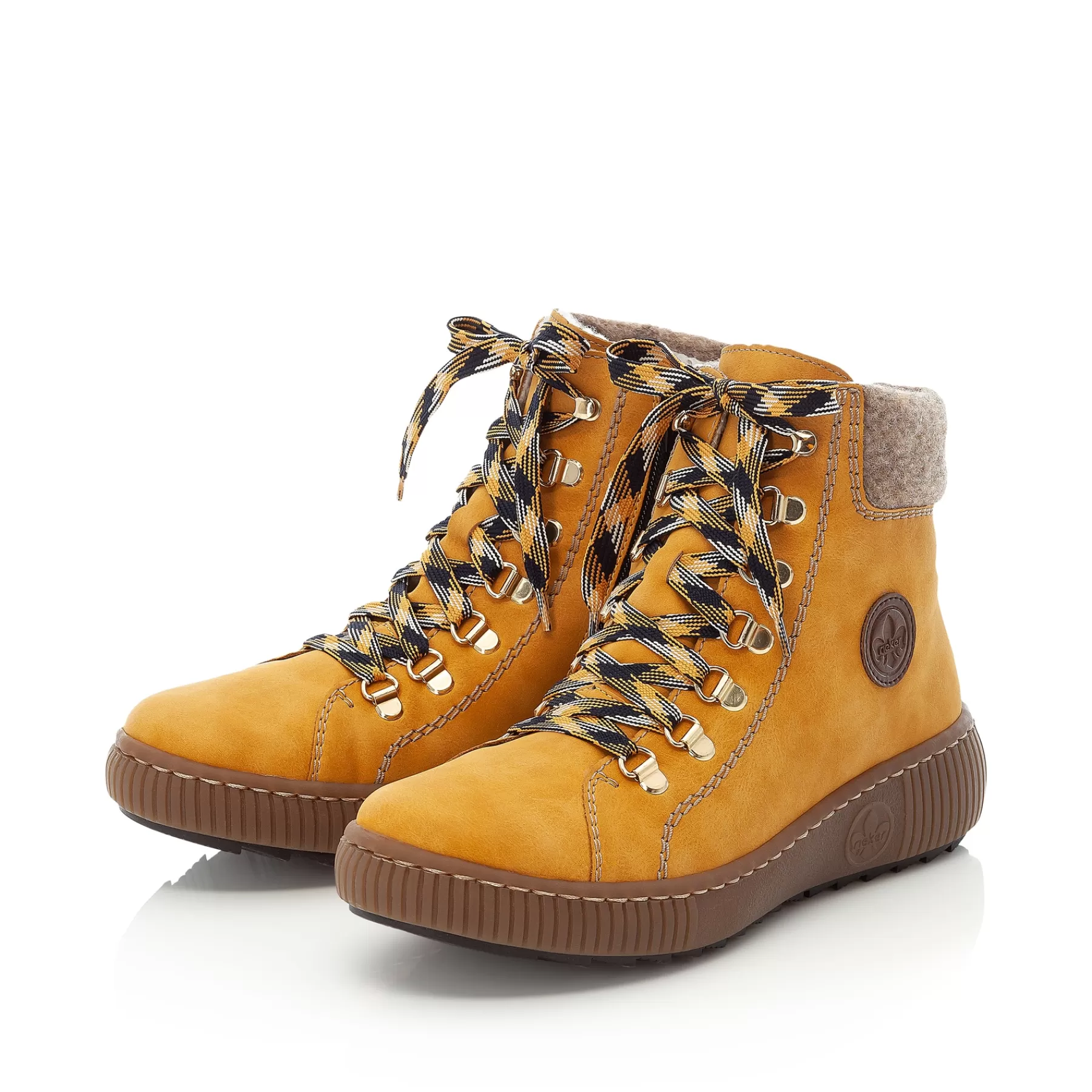 Clearance Damskie Sznurowane Buty W Kolorze Slonecznikowo-Zoltym Damski Botki I Botki