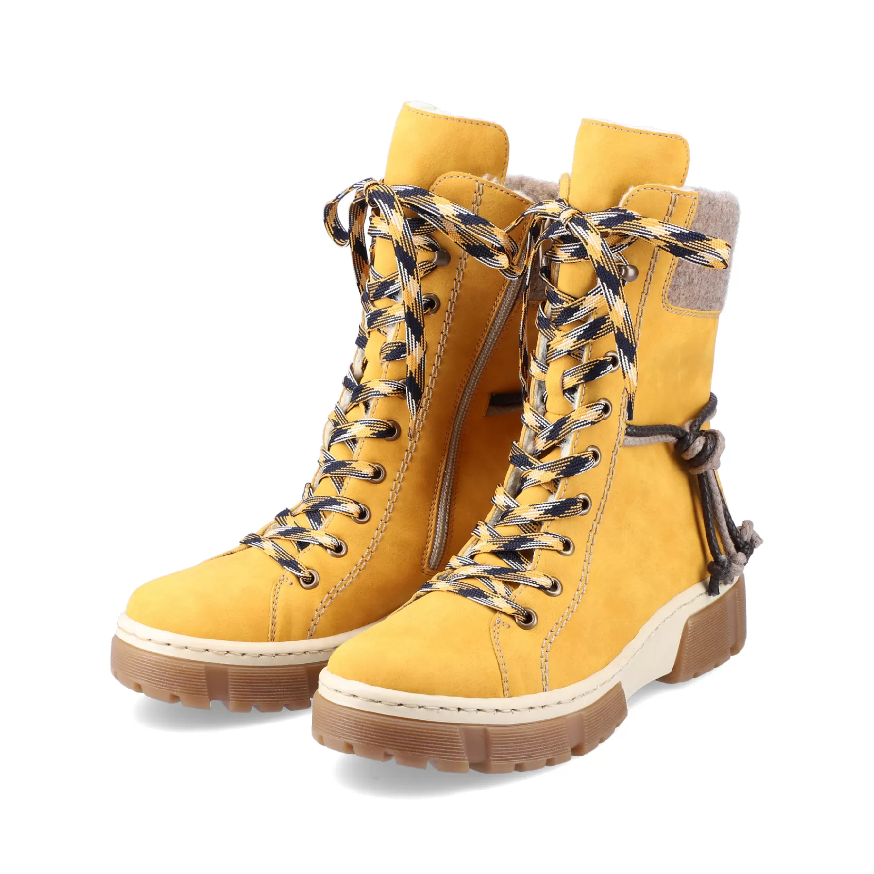 New Damskie Sznurowane Buty W Kolorze Slonecznikowo-Zoltym Damski Botki I Botki