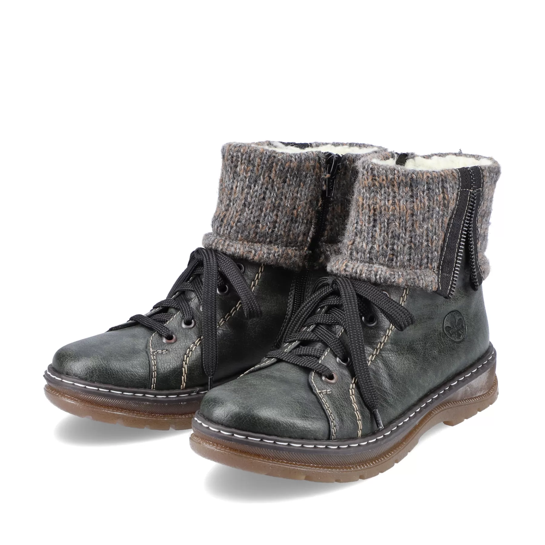 Fashion Damskie Sznurowane Buty W Kolorze Zielono-Szarym Damski Botki I Botki