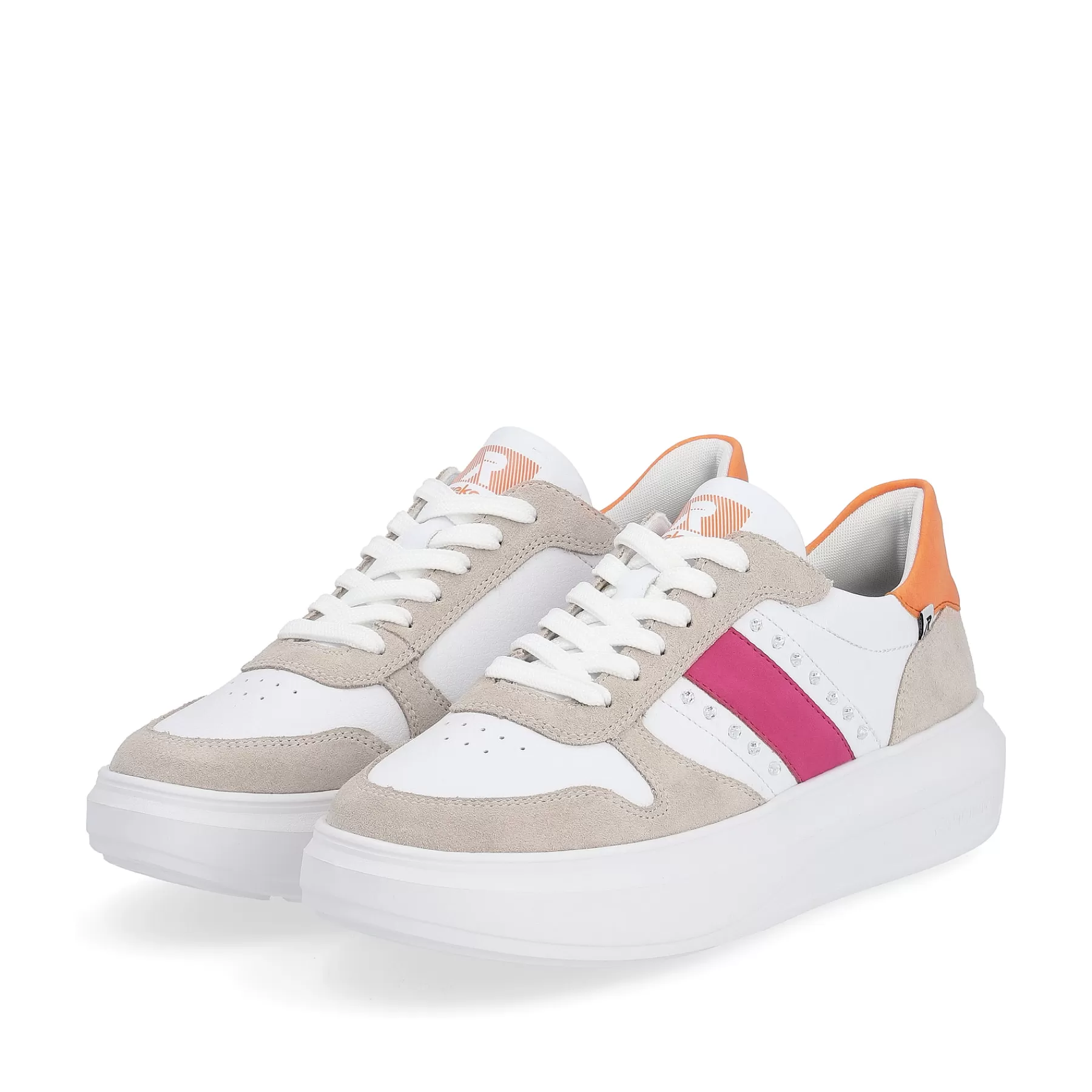 Store Damskie Tenisowki Niskie Perlowo-Bialo-Piaskowo-Bezowe Damski Kolorowe Style