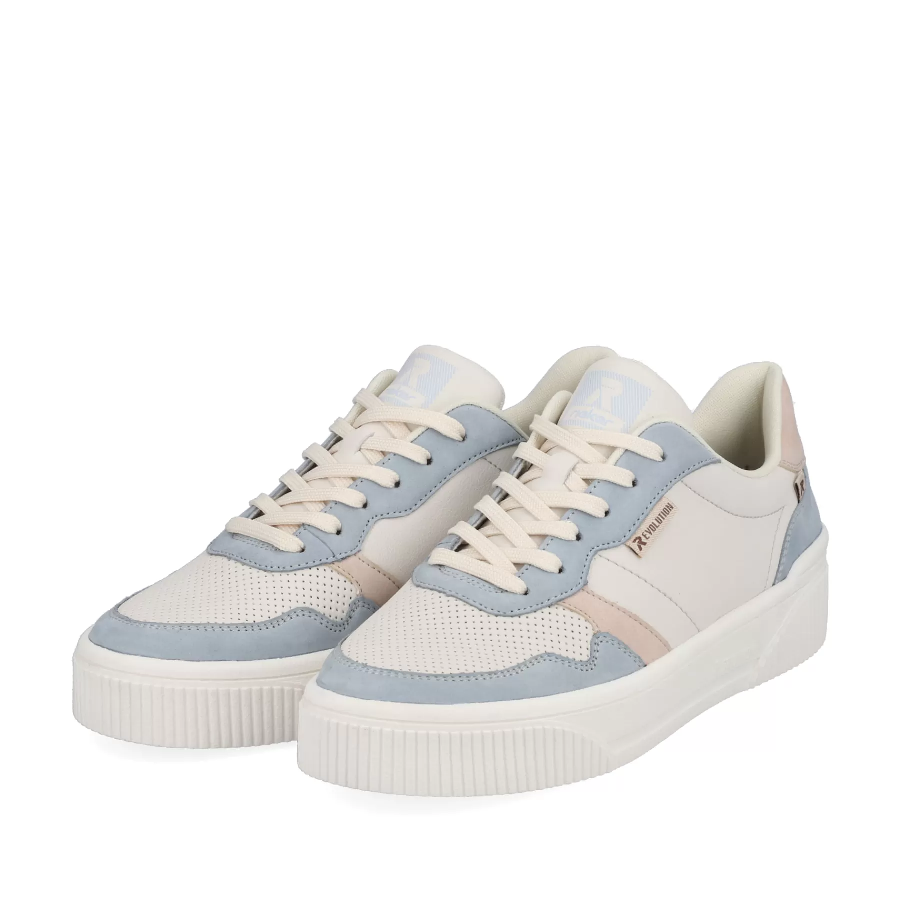 Best Sale Damskie Tenisowki Niskie Waniliowo-Bialo-Jasnoniebieskie Damski Kolorowe Style