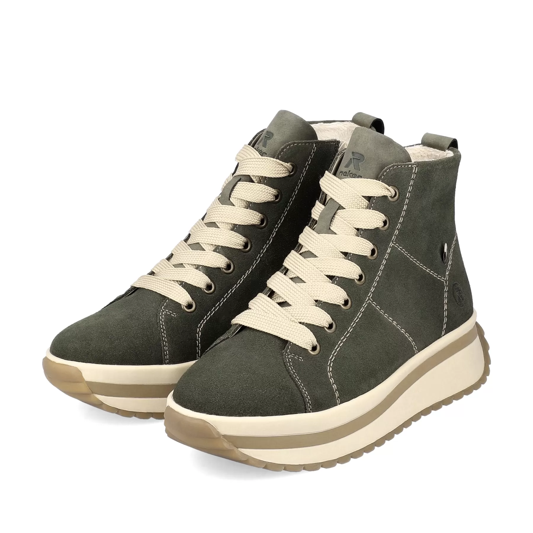 Online Damskie Tenisowki Wysokie W Kolorze Khaki Damski Trampki