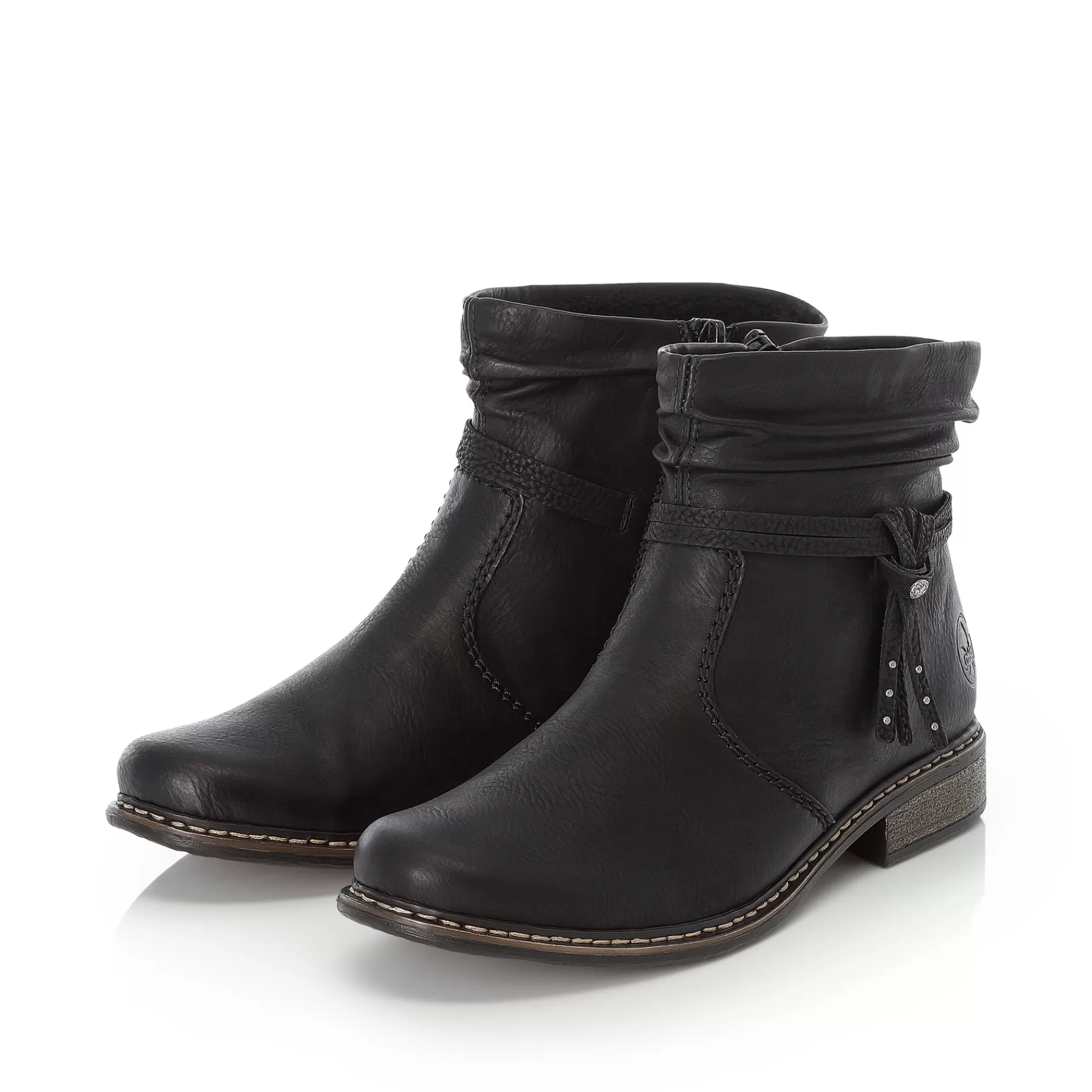 Clearance Krotkie Botki Damskie W Kolorze Kruczoczarnym Damski Botki I Botki