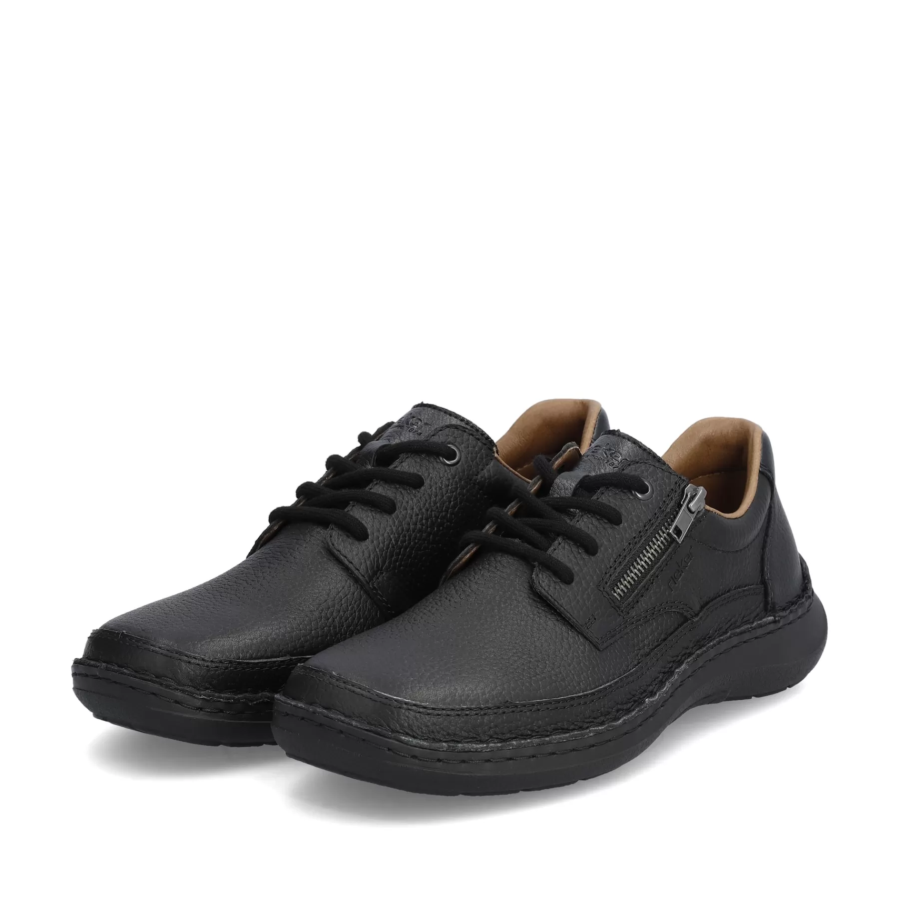 Outlet Meskie Sznurowane Buty W Kolorze Nocnej Czerni Meskie Niskie Buty I Kapcie