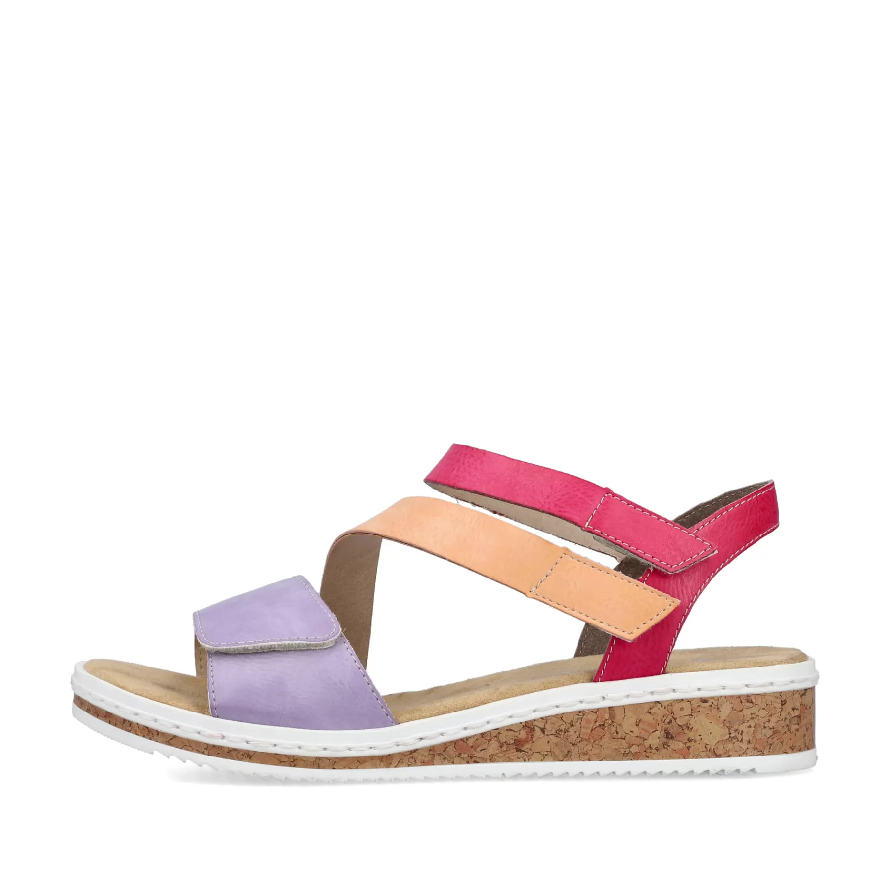 Fashion Sandaly Damskie Na Koturnie Fioletowo-Rozowo-Lososiowe Damski Buty Z Obcasami