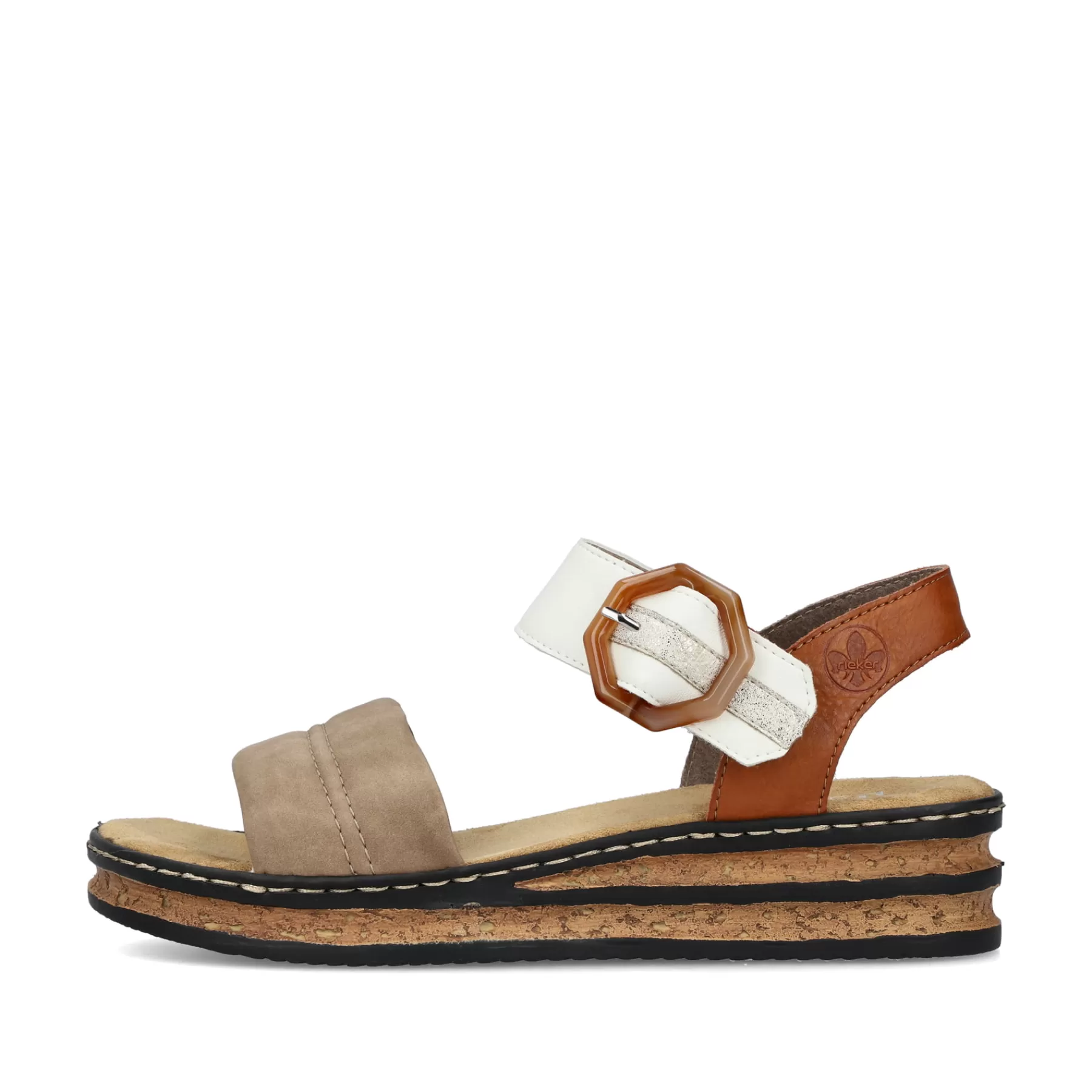 New Sandaly Damskie Na Koturnie W Kolorze Brazowo-Bezowo-Czarnym Damski Buty Z Obcasami