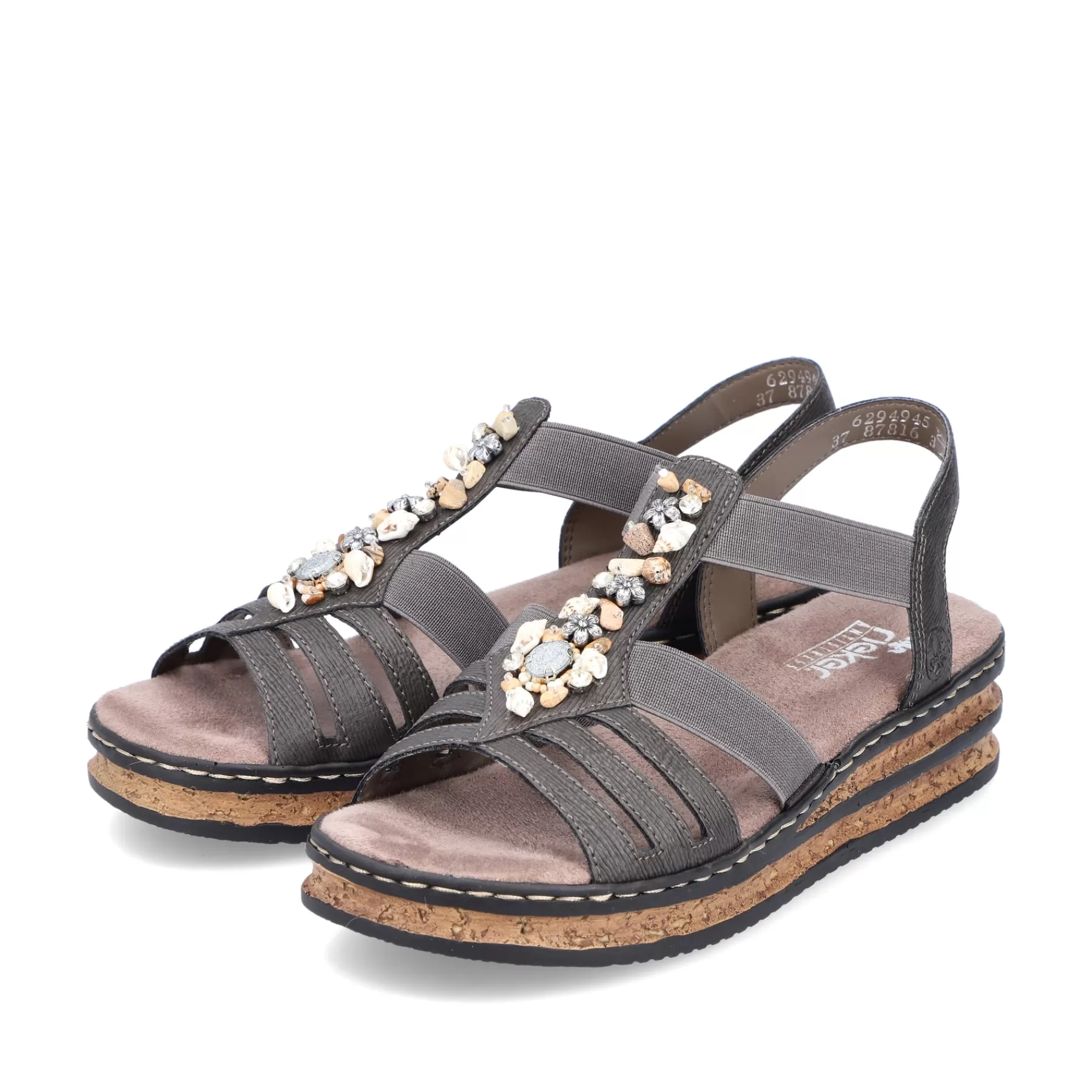 New Sandaly Damskie Na Koturnie W Kolorze Brazowo-Szarym Damski Buty Z Obcasami