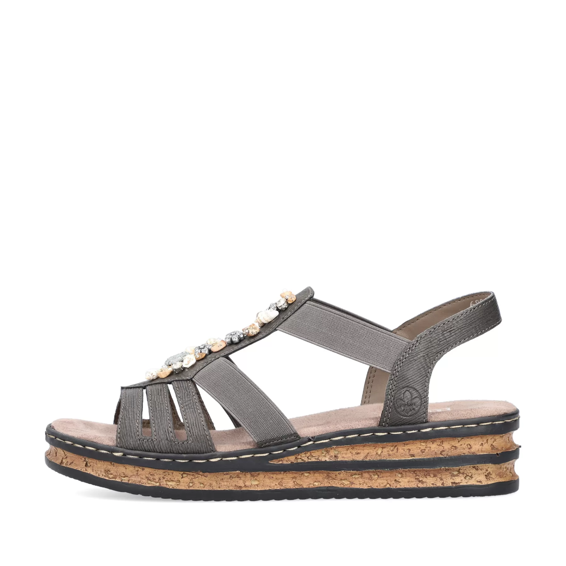 New Sandaly Damskie Na Koturnie W Kolorze Brazowo-Szarym Damski Buty Z Obcasami