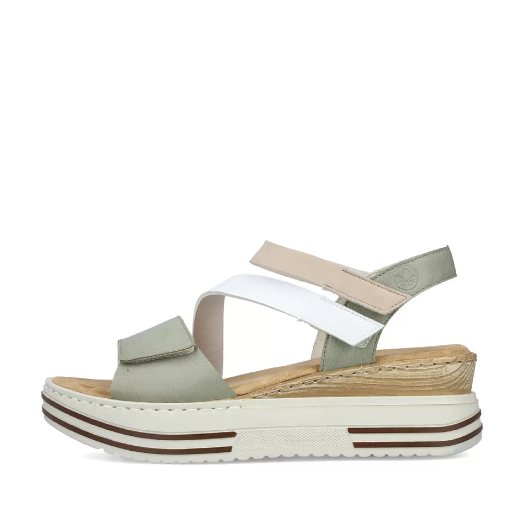 Best Sandaly Damskie Na Koturnie W Kolorze Mietowo-Bialo-Bezowym Damski Buty Z Obcasami