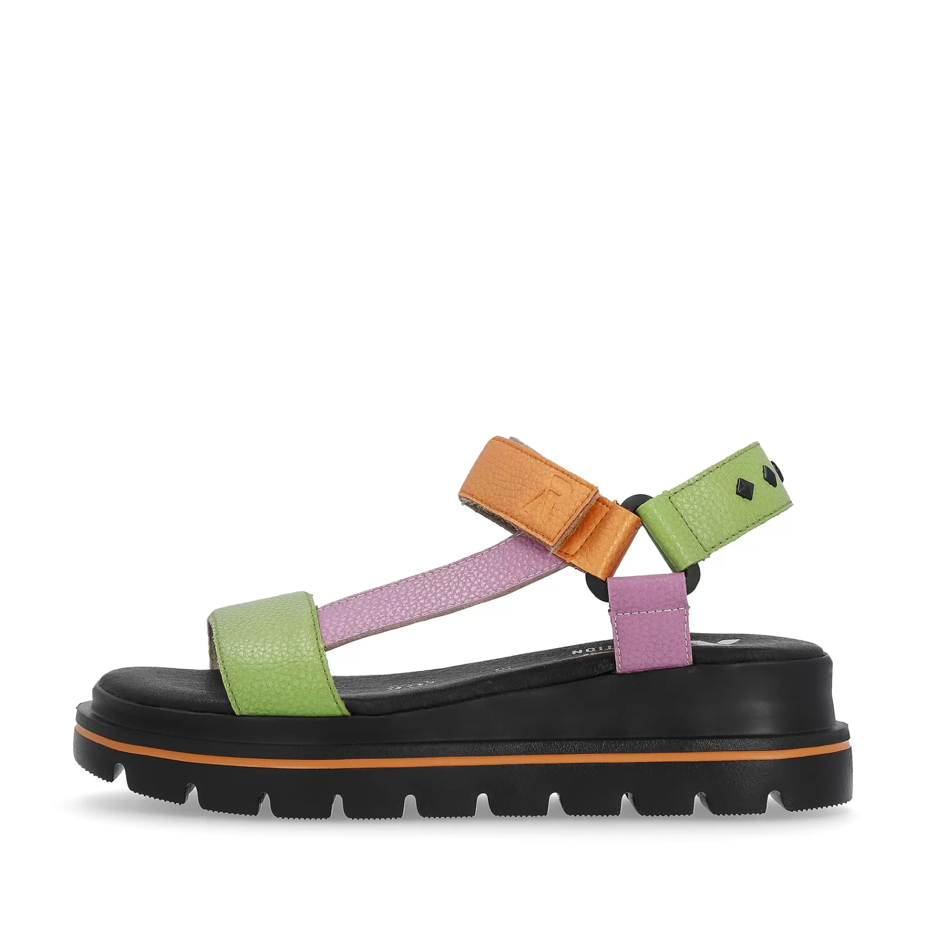 Shop Sandaly Damskie Z Paskiem W Kolorze Czarno-Zielono-Rozowo-Pomaranczowym Damski Kolorowe Style