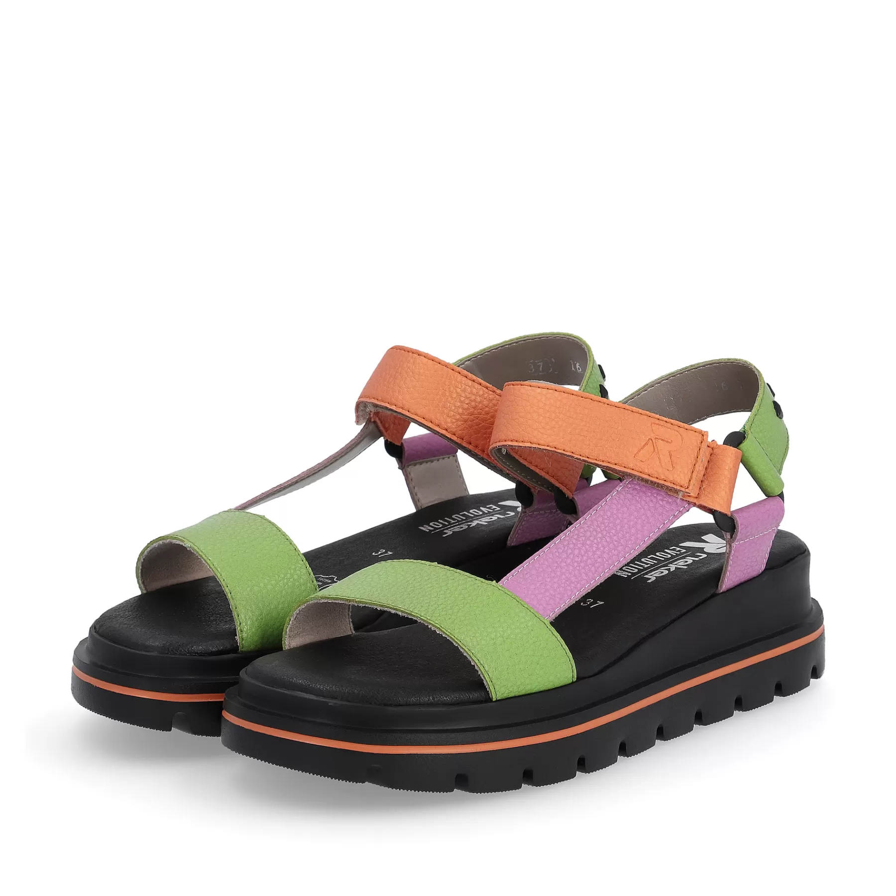 Shop Sandaly Damskie Z Paskiem W Kolorze Czarno-Zielono-Rozowo-Pomaranczowym Damski Kolorowe Style