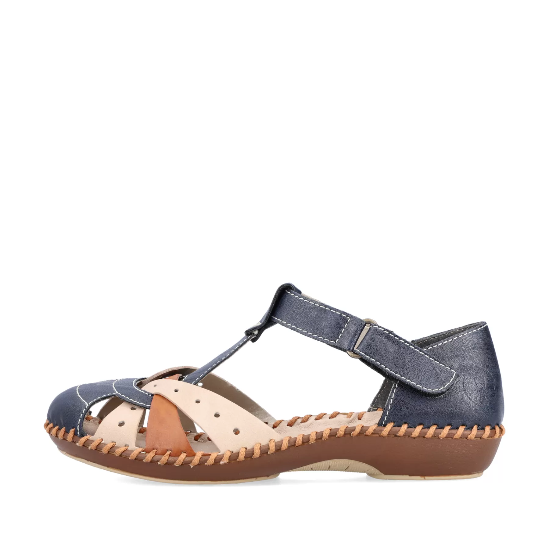 Shop Sandaly Damskie Z Paskiem W Kolorze Granatowo-Bezowym Damski Sandaly I Sandaly