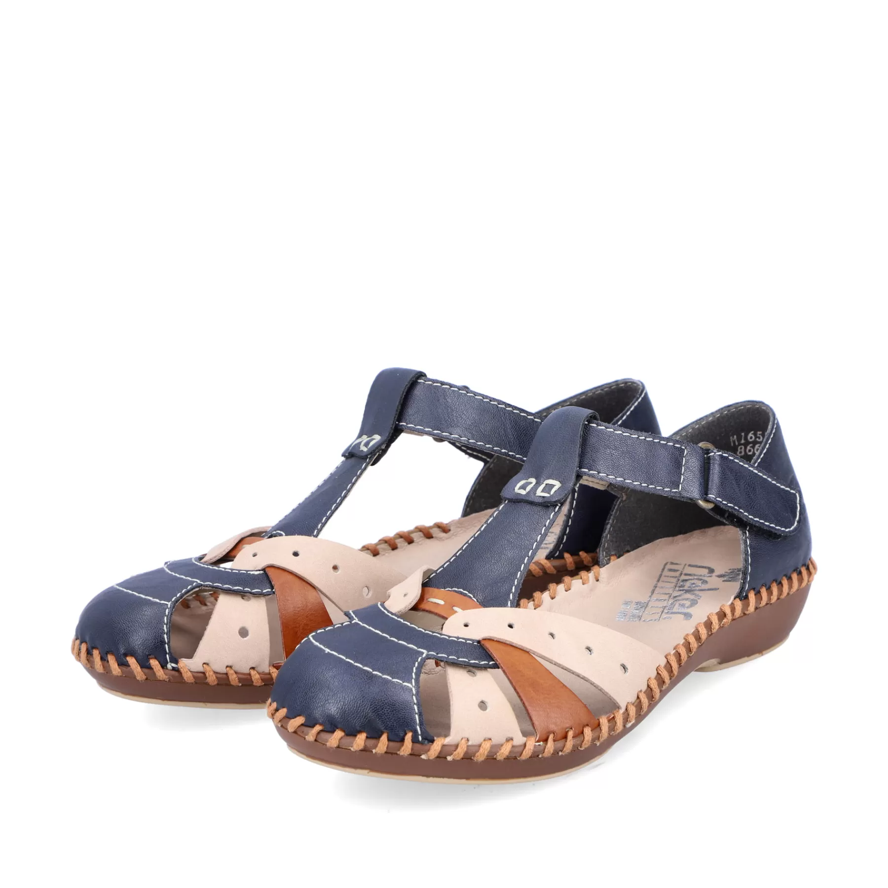 Shop Sandaly Damskie Z Paskiem W Kolorze Granatowo-Bezowym Damski Sandaly I Sandaly