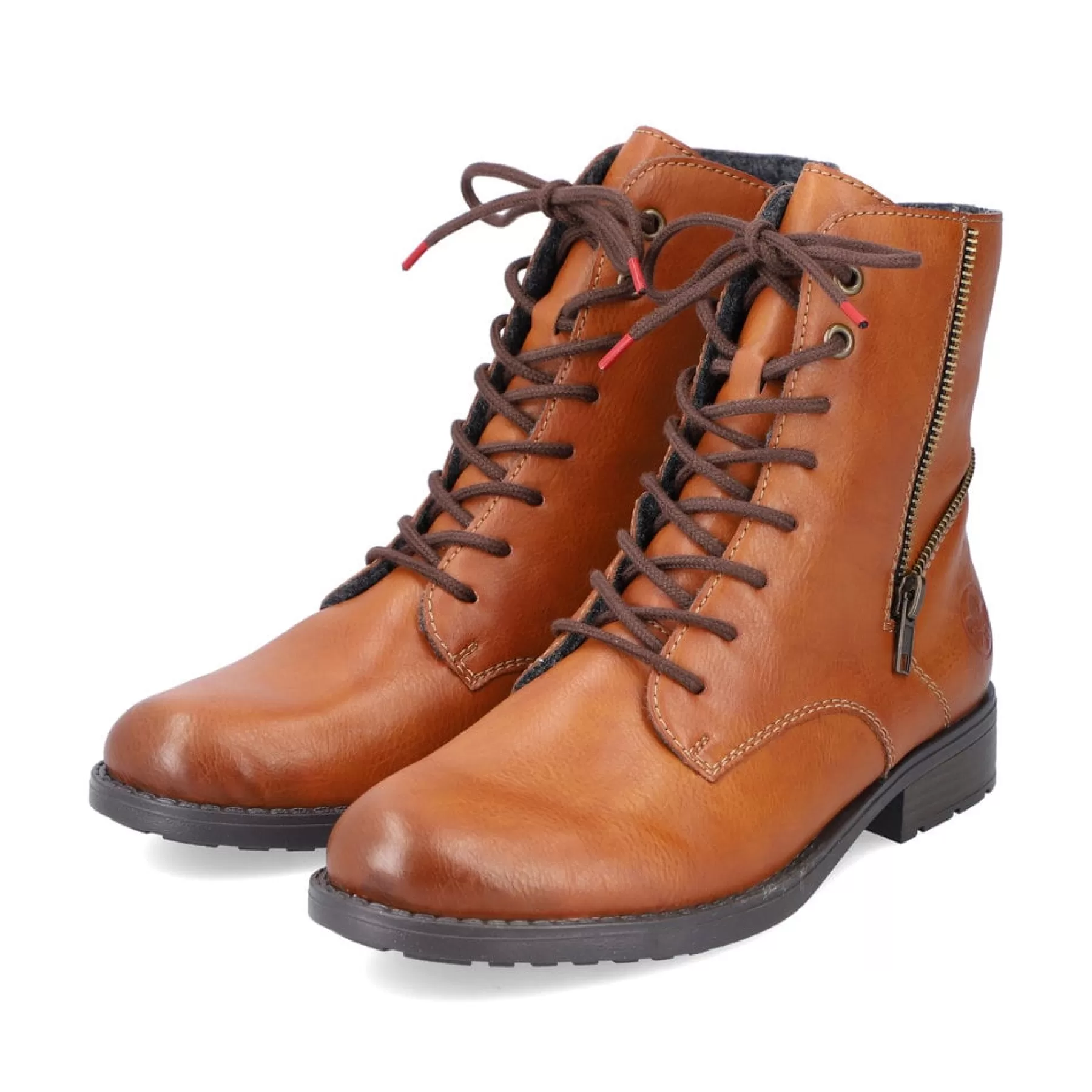 Clearance Sznurowane Botki Damskie W Kolorze Karmelowo-Brazowym Damski Botki I Botki