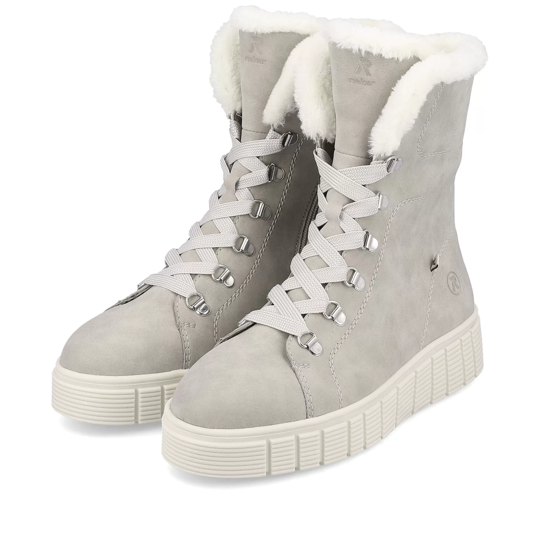 Outlet Sznurowane Buty Damskie Platinum Grey Damski Botki I Botki