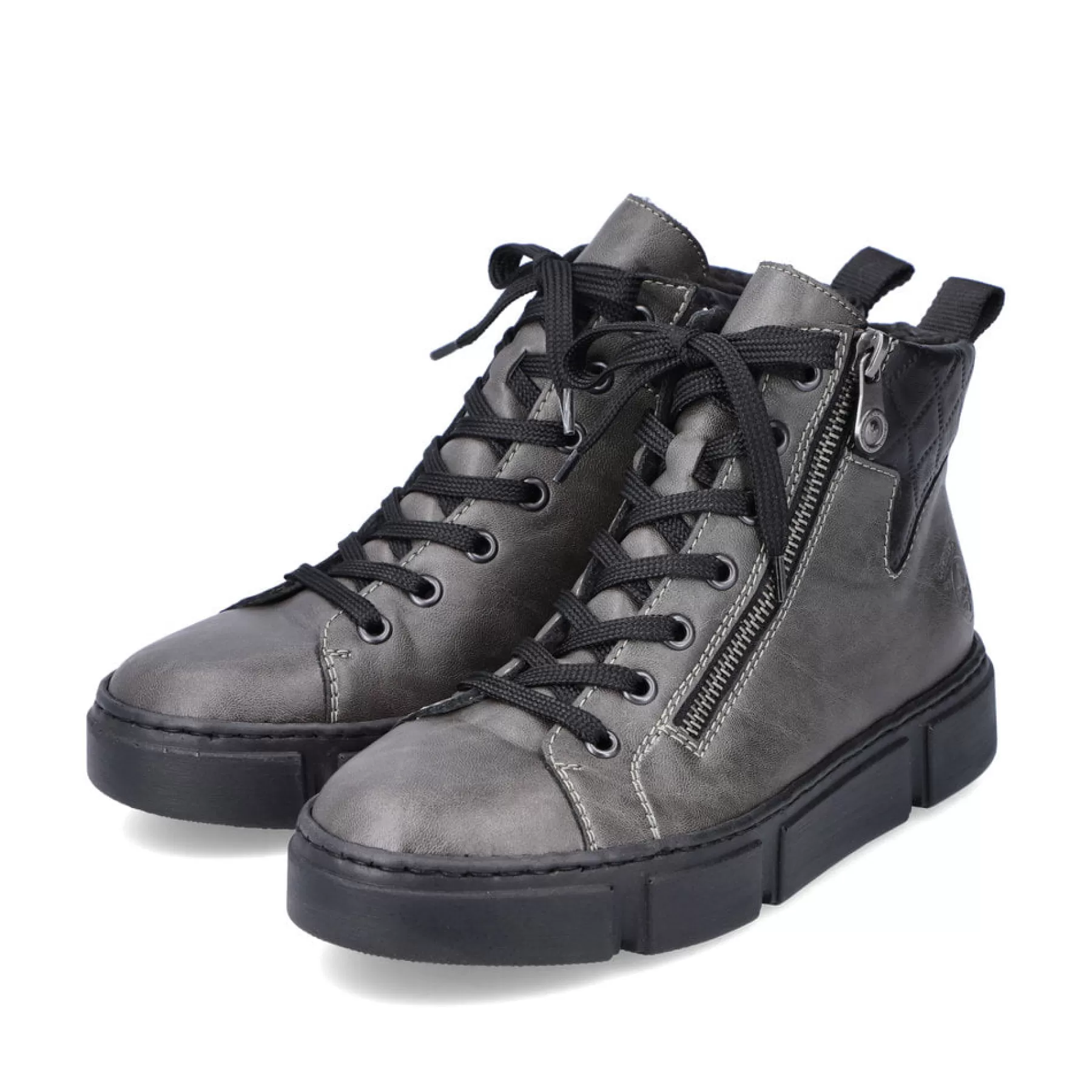Sale Sznurowane Buty Damskie W Kolorze Antracytowym Damski Botki I Botki