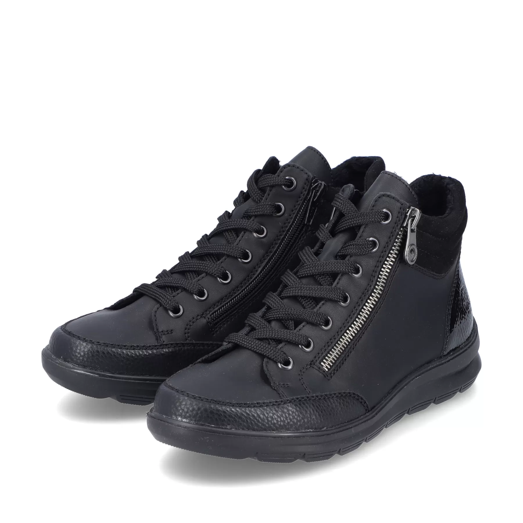 Fashion Sznurowane Buty Damskie W Kolorze Glebokiej Czerni Damski Niskie Buty I Kapcie