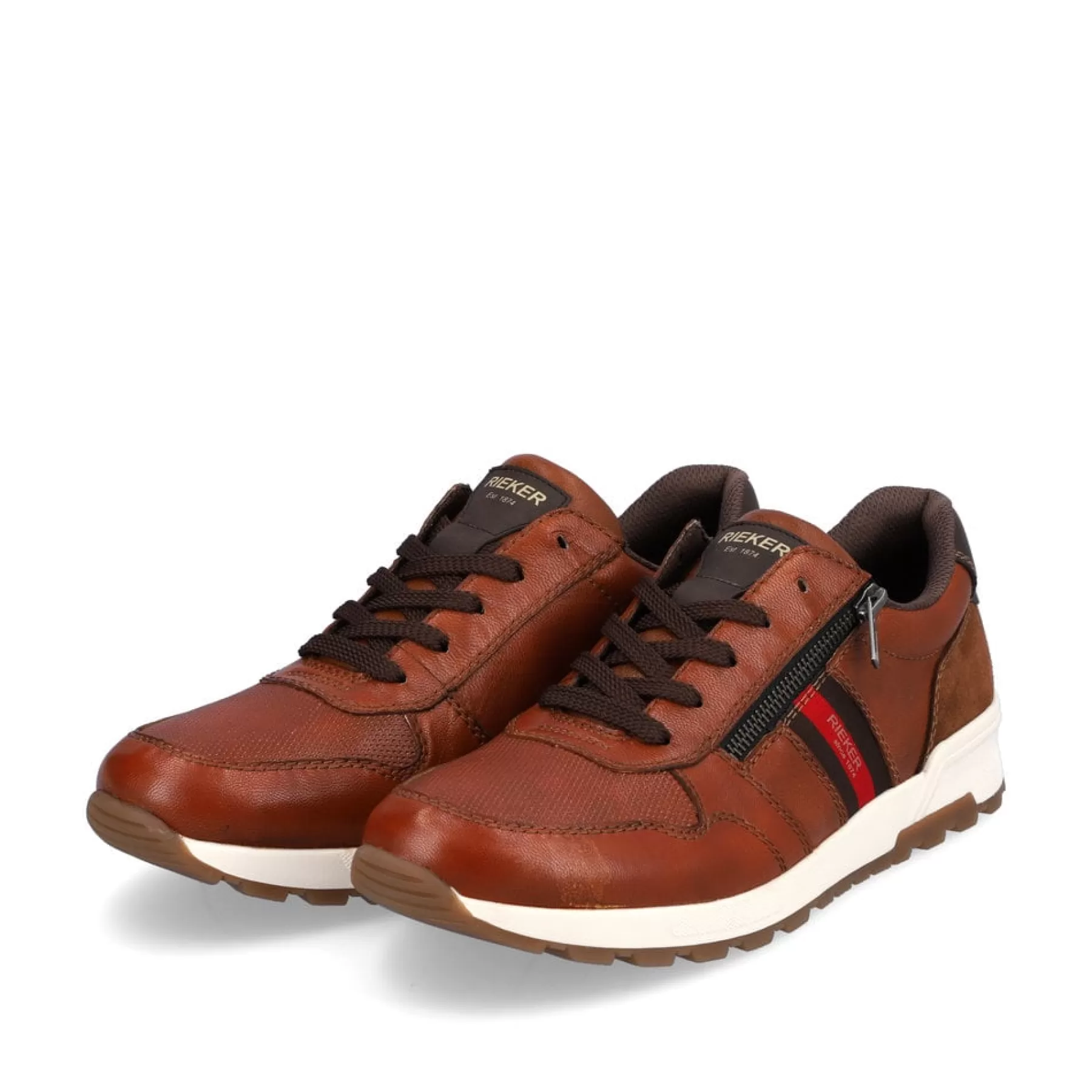 Clearance Sznurowane Buty Meskie Karmelowo-Brazowo-Ognistoczerwone Meskie Niskie Buty I Kapcie