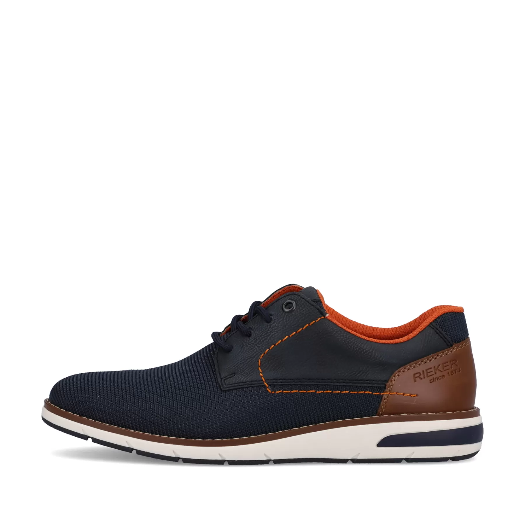 Outlet Sznurowane Buty Meskie W Kolorze Granatowo-Pomaranczowym Meskie Buty Biznesowe