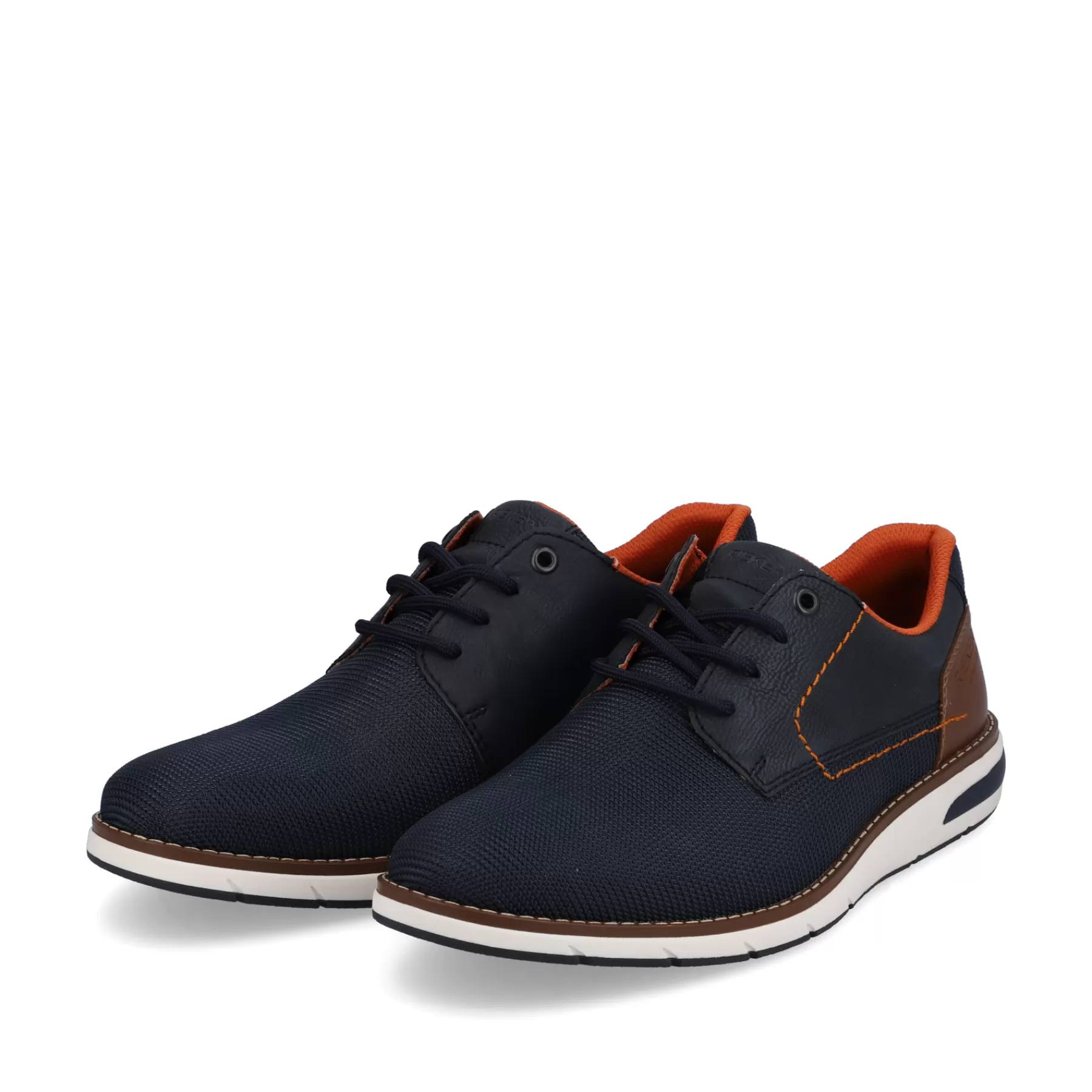 Outlet Sznurowane Buty Meskie W Kolorze Granatowo-Pomaranczowym Meskie Buty Biznesowe
